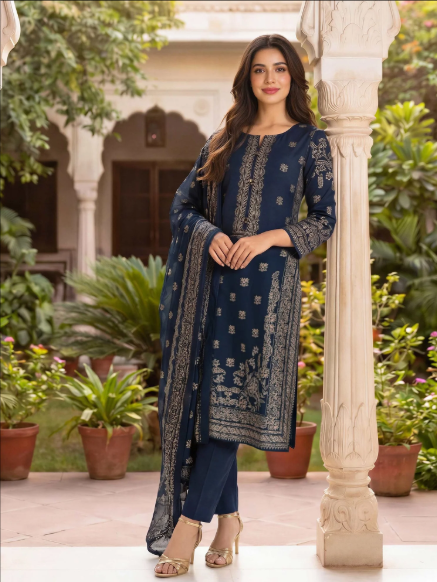 3-Piece Lawn suit with Lawn dopatta