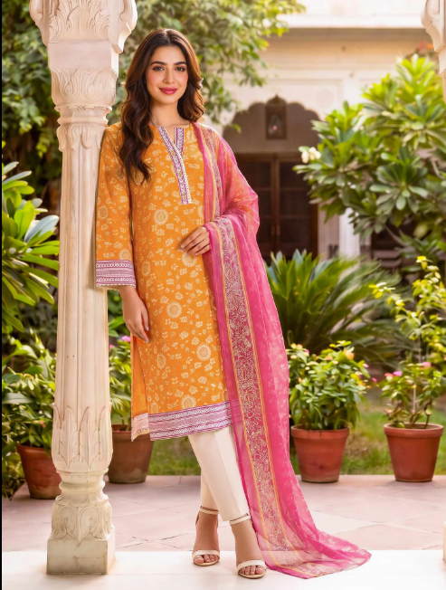 2-Piece Lawn suit with Chiffon Dopatta