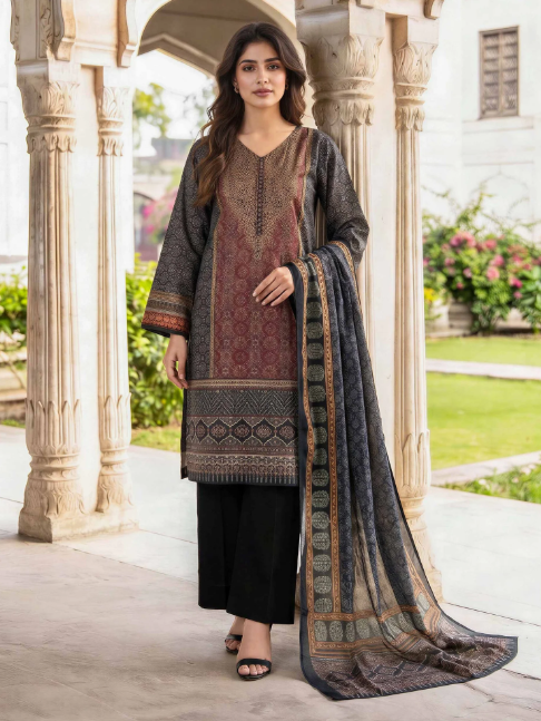 3 Piece Lawn Paste Suit