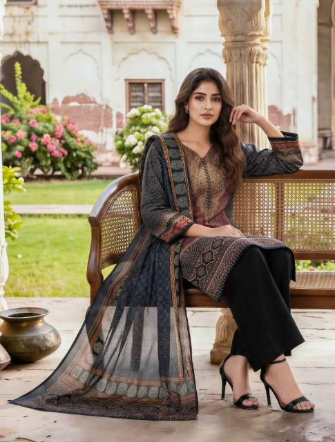 3 Piece Lawn Paste Suit