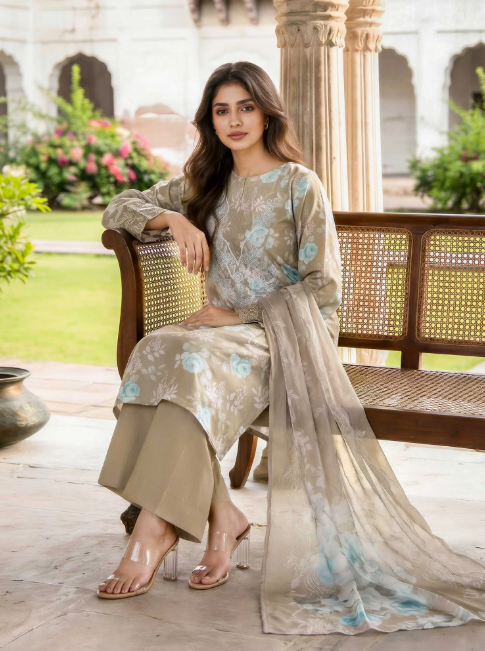 3 Piece Lawn Suit- Embroidered