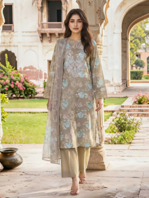 3 Piece Lawn Suit- Embroidered