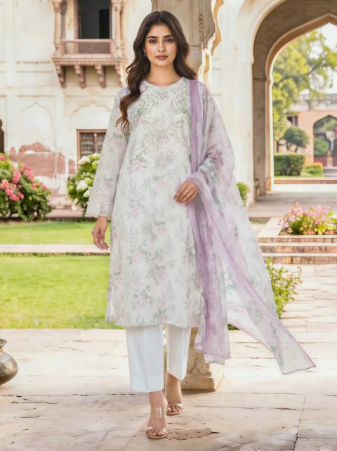 3 Piece Lawn Suit- Embroidered