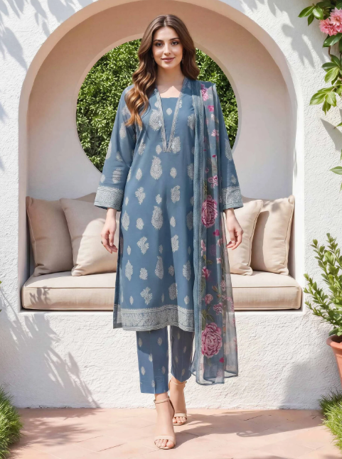 3 Piece Lawn Paste Suit