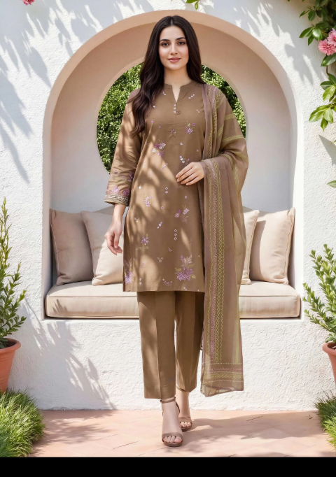 3 Piece Lawn Suit- Embroidered