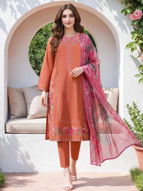 3 Piece Lawn Suit- Embroidered