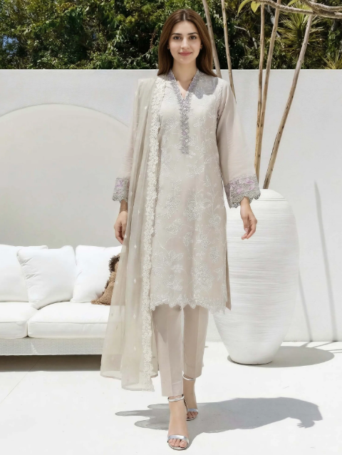 3 Piece Lawn Suit- Embroidered
