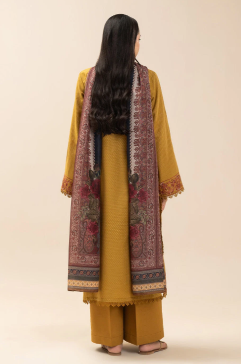 3 PIECE EMBROIDERED SELF JACQUARD SUIT