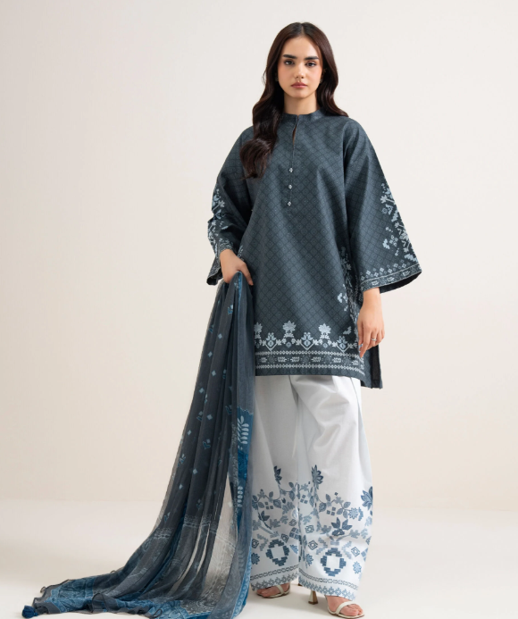 3 Piece - Printed Cotton Suit