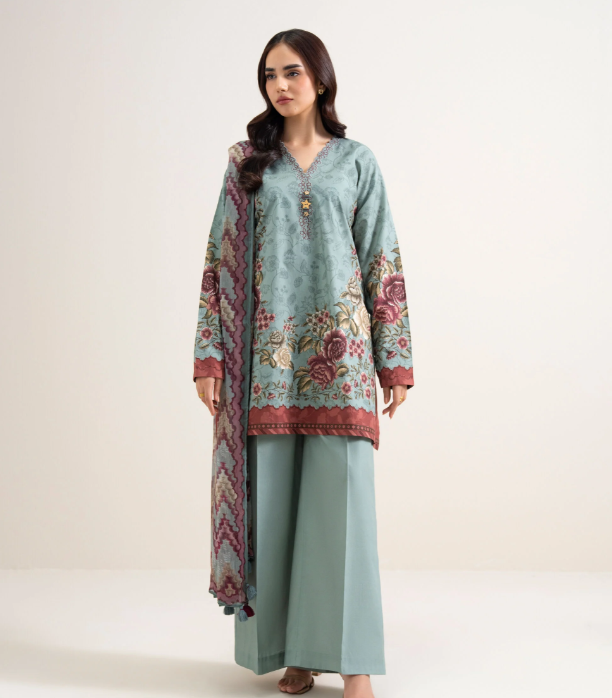 3 Piece - Printed Cotton Suit