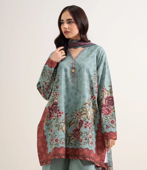 3 Piece - Printed Cotton Suit