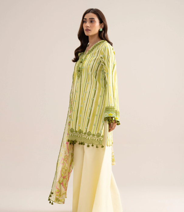 3 Piece - Embroidered Arabic Lawn Suit