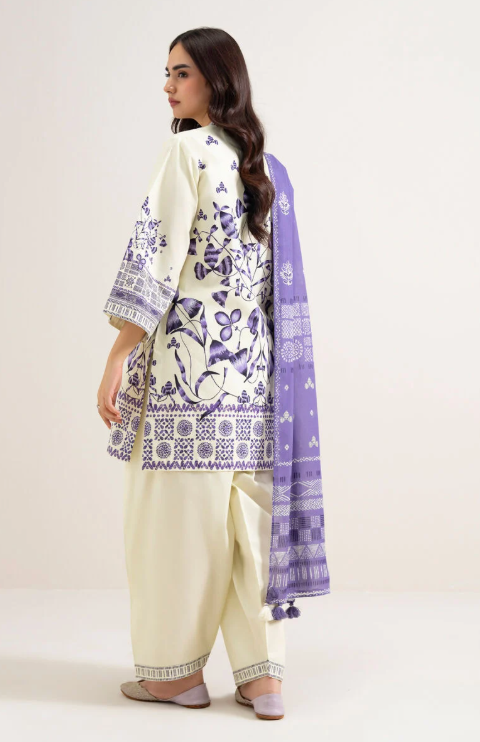 3 Piece - Printed Cotton Suit