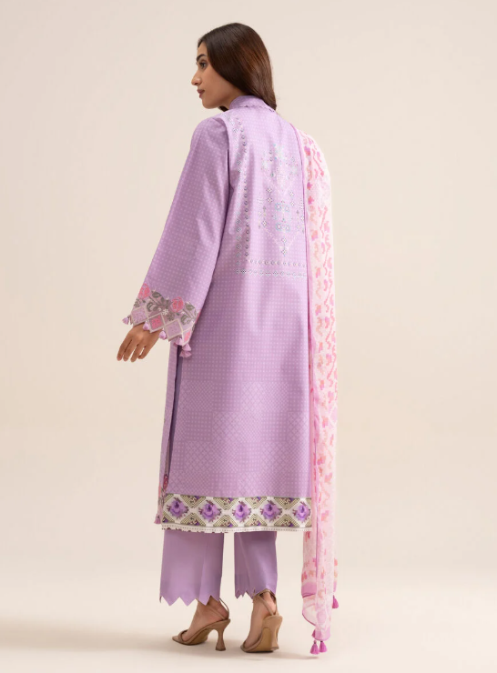3 Piece - Embroidered Zari Cotton Suit