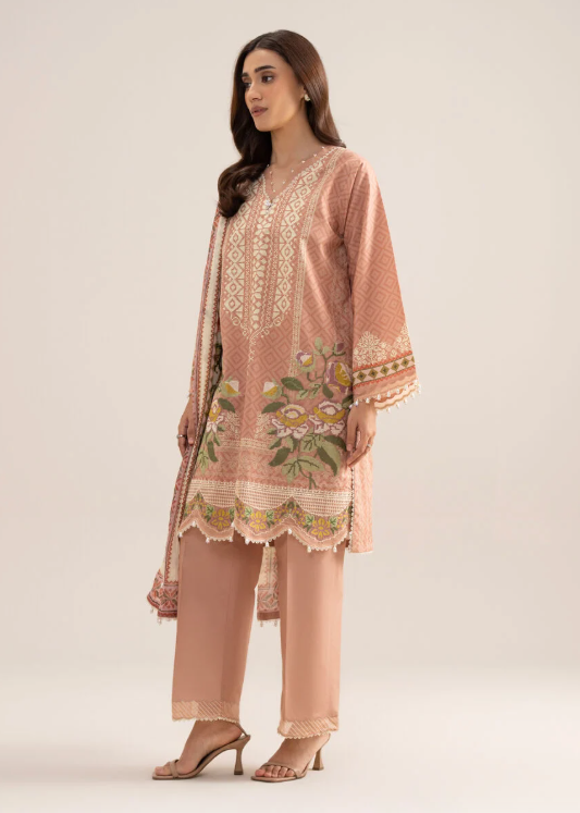 3 Piece - Embroidered Zari Cotton Suit