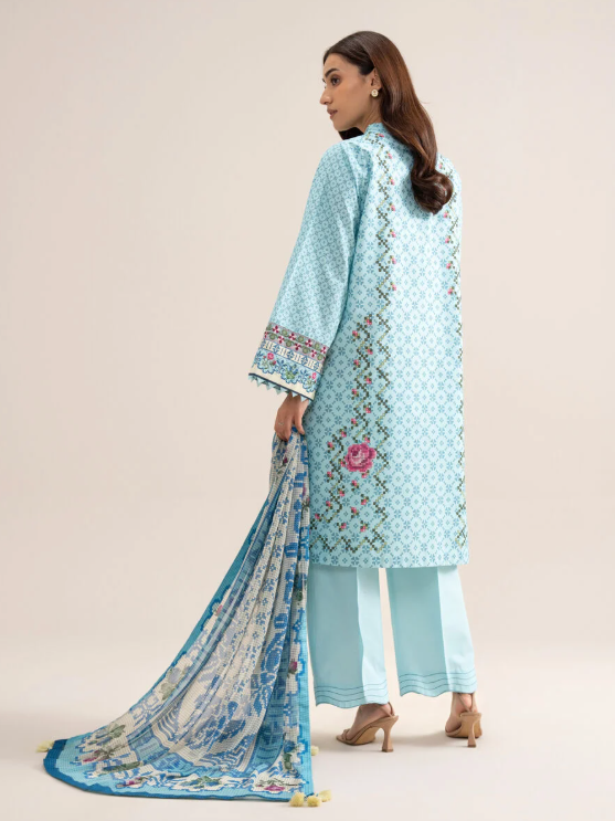3 Piece - Embroidered Zari Cotton Suit