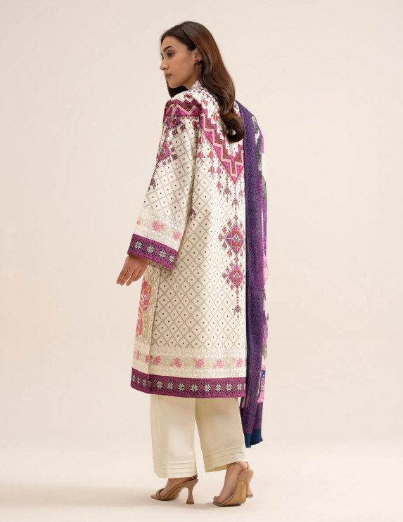 3 Piece - Embroidered Zari Cotton Suit