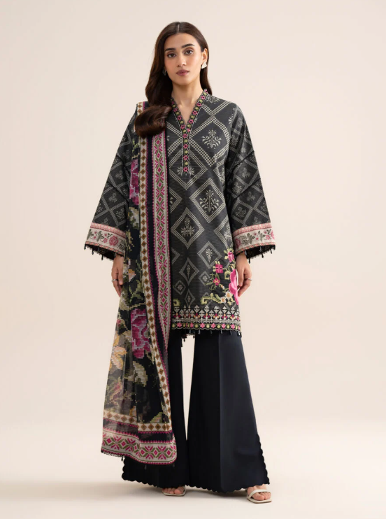 3 Piece - Embroidered Zari Cotton Suit