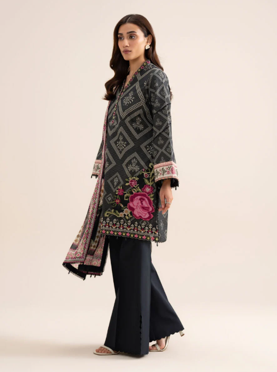 3 Piece - Embroidered Zari Cotton Suit