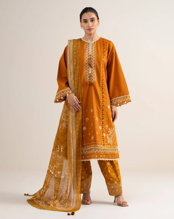 3 Piece - Embroidered Cotton Suit
