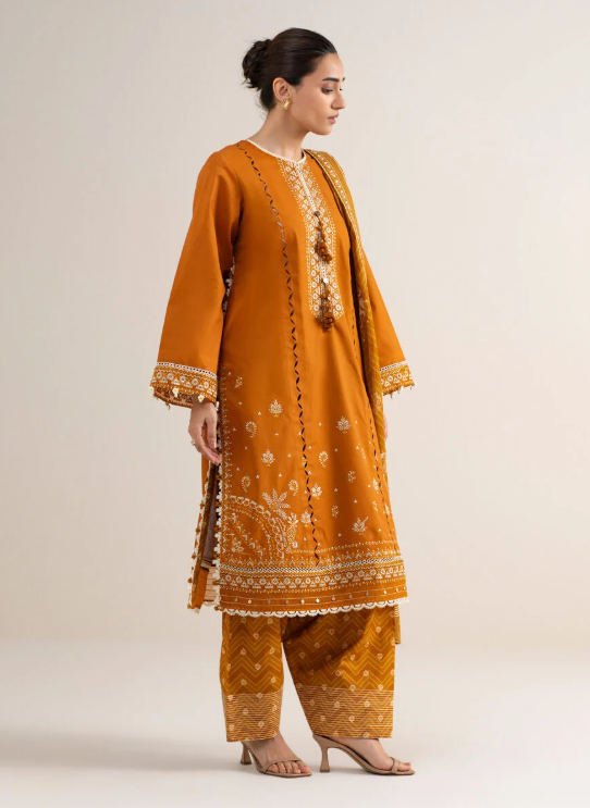 3 Piece - Embroidered Cotton Suit