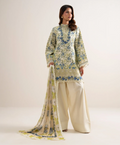 3 Piece - Embroidered Zari Cotton Suit