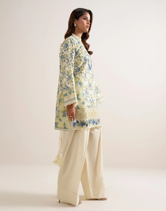 3 Piece - Embroidered Zari Cotton Suit