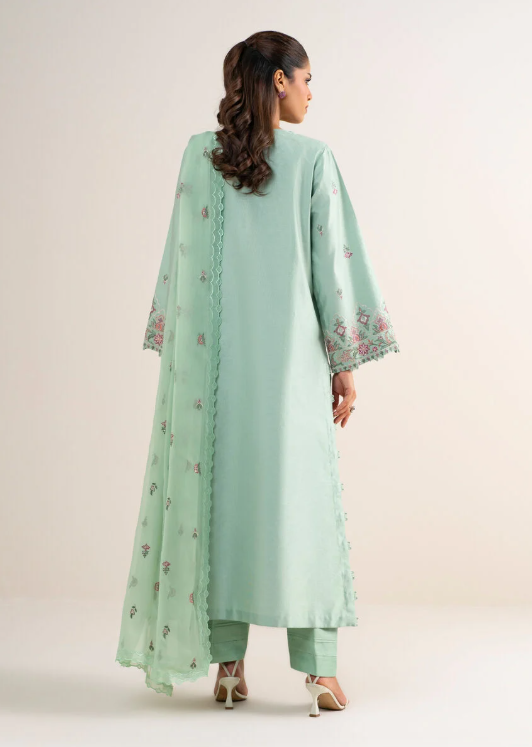 3 Piece - Embroidered Cotton Net Suit