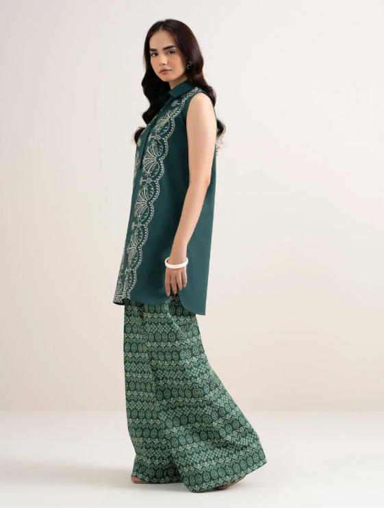 2 Piece - Embroidered Cotton Suit