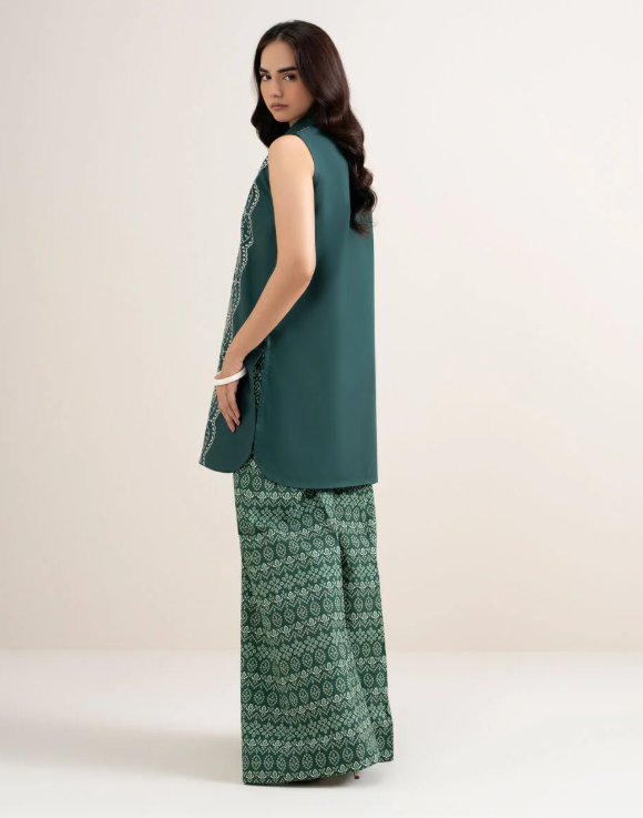 2 Piece - Embroidered Cotton Suit