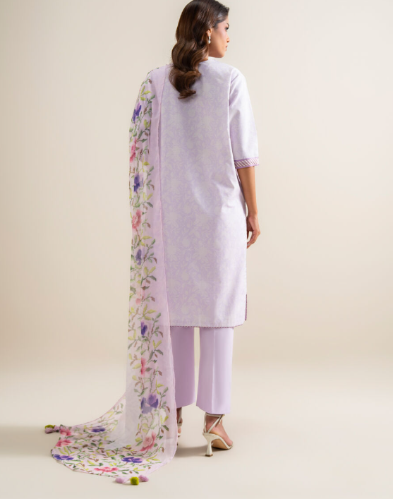 3 Piece - Embroidered Zari Cotton Suit