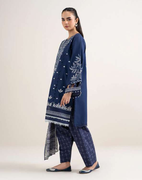 3 Piece - Embroidered Cotton Suit