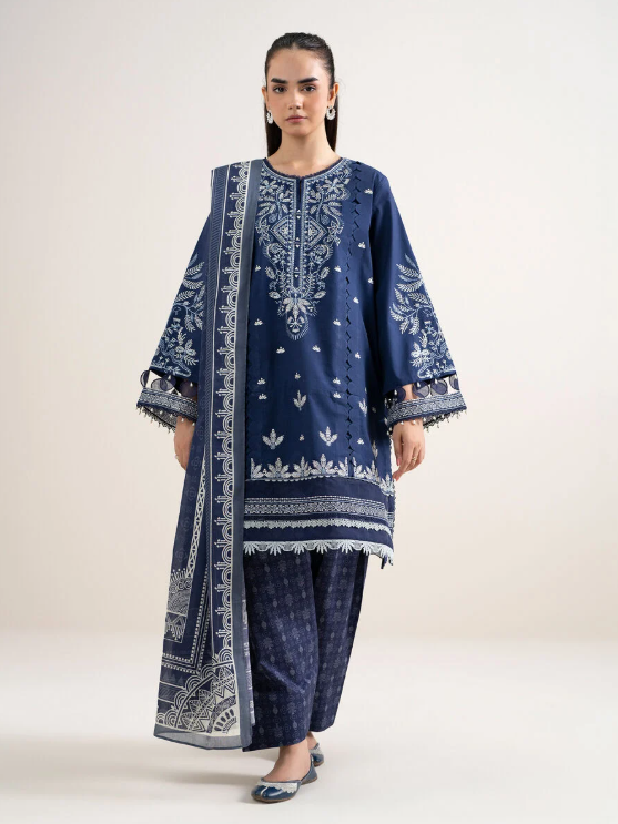 3 Piece - Embroidered Cotton Suit