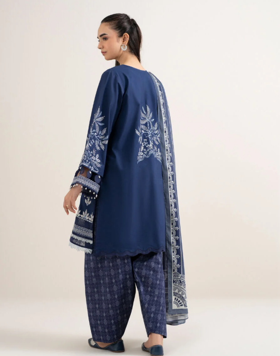 3 Piece - Embroidered Cotton Suit