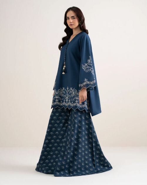 2 Piece - Embroidered Cotton Suit