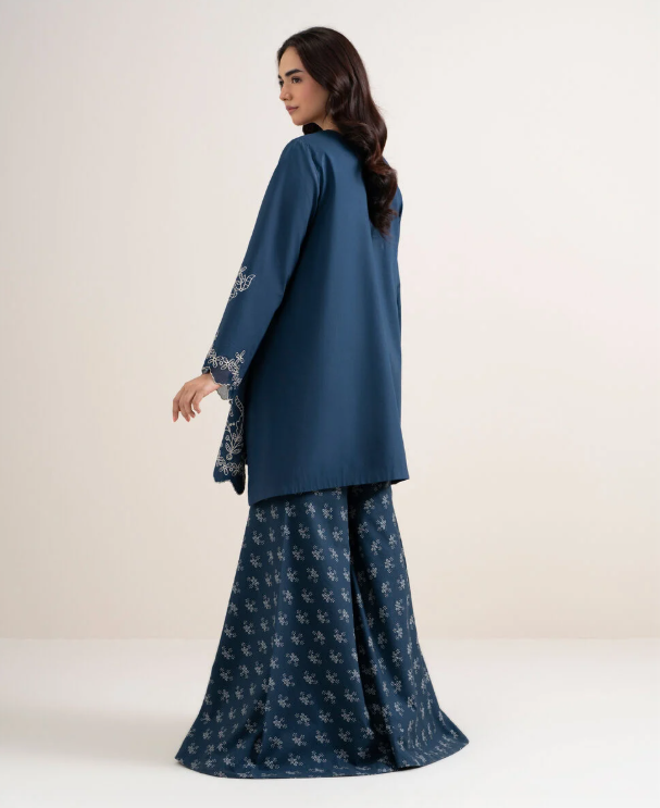 2 Piece - Embroidered Cotton Suit