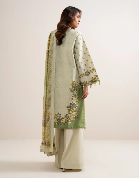 3 Piece - Embroidered Zari Cotton Suit