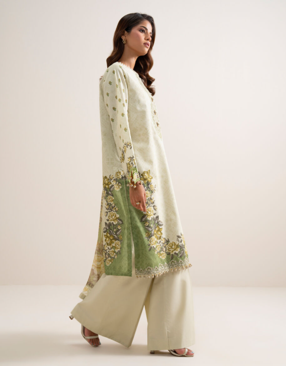 3 Piece - Embroidered Zari Cotton Suit
