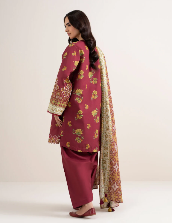 3 Piece - Embroidered Cotton Suit