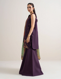3 Piece - Embroidered Cotton Satin Suit