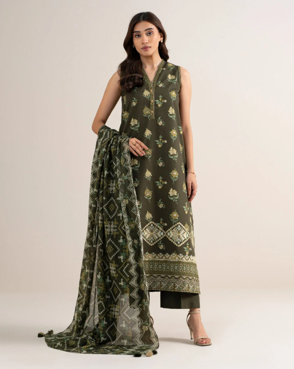 3 Piece - Embroidered Cotton Suit