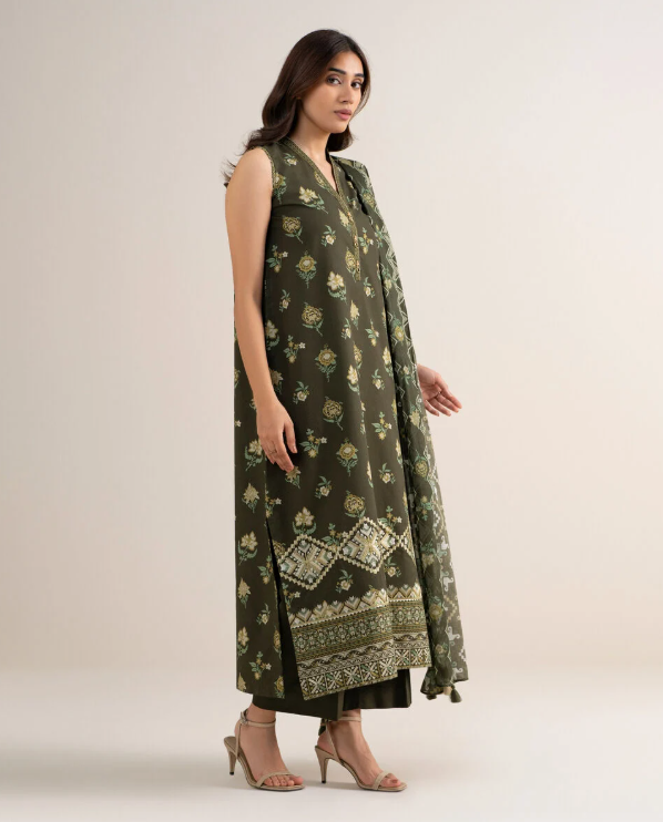 3 Piece - Embroidered Cotton Suit