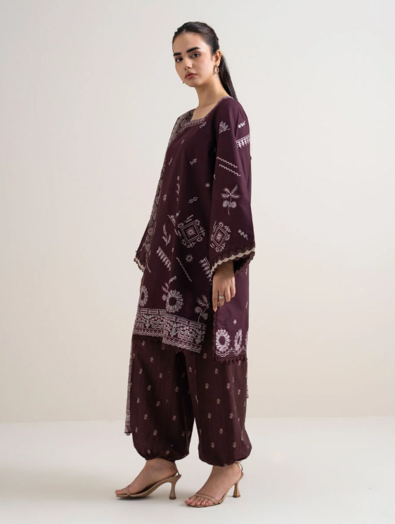 3 Piece - Embroidered Cotton Suit