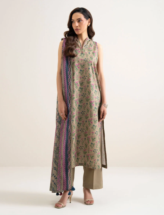 3 Piece - Printed Cotton Suit
