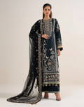 3 Piece - Embroidered Cotton Satin Suit