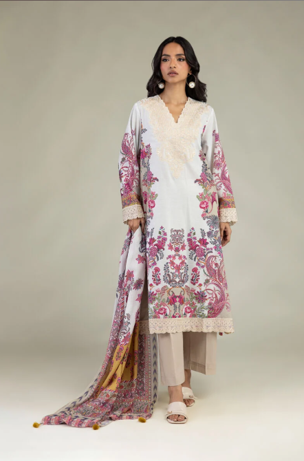 Embroidered | Textured Lawn Fabrics 3 Piece
