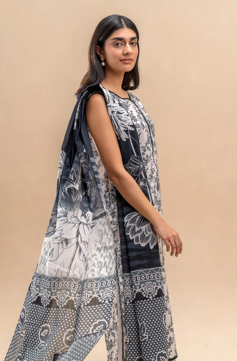 2 Piece Printed lawn Shirt and Dupatta