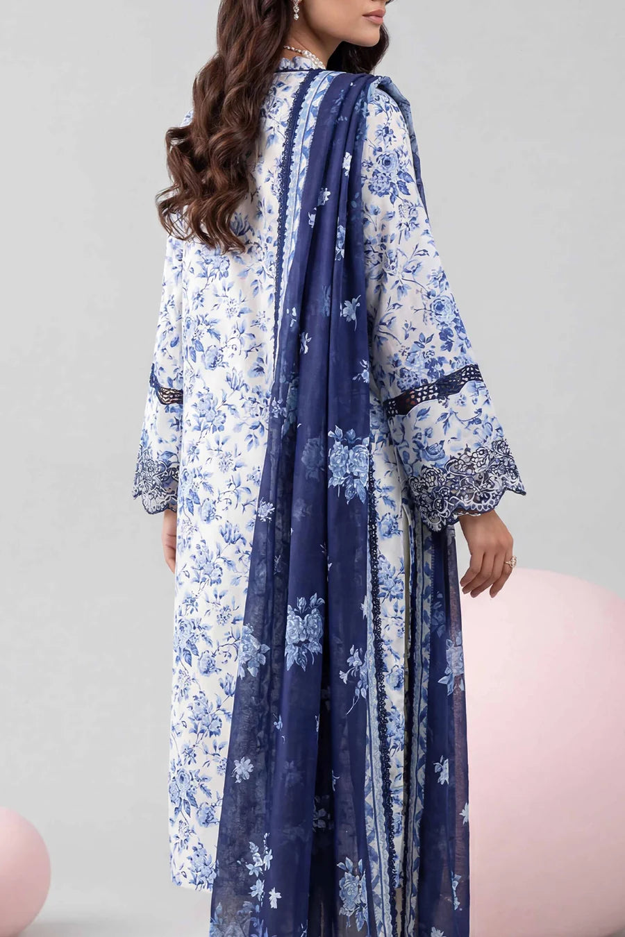 Unstitched Printed Embroidered Lawn 3 Piece