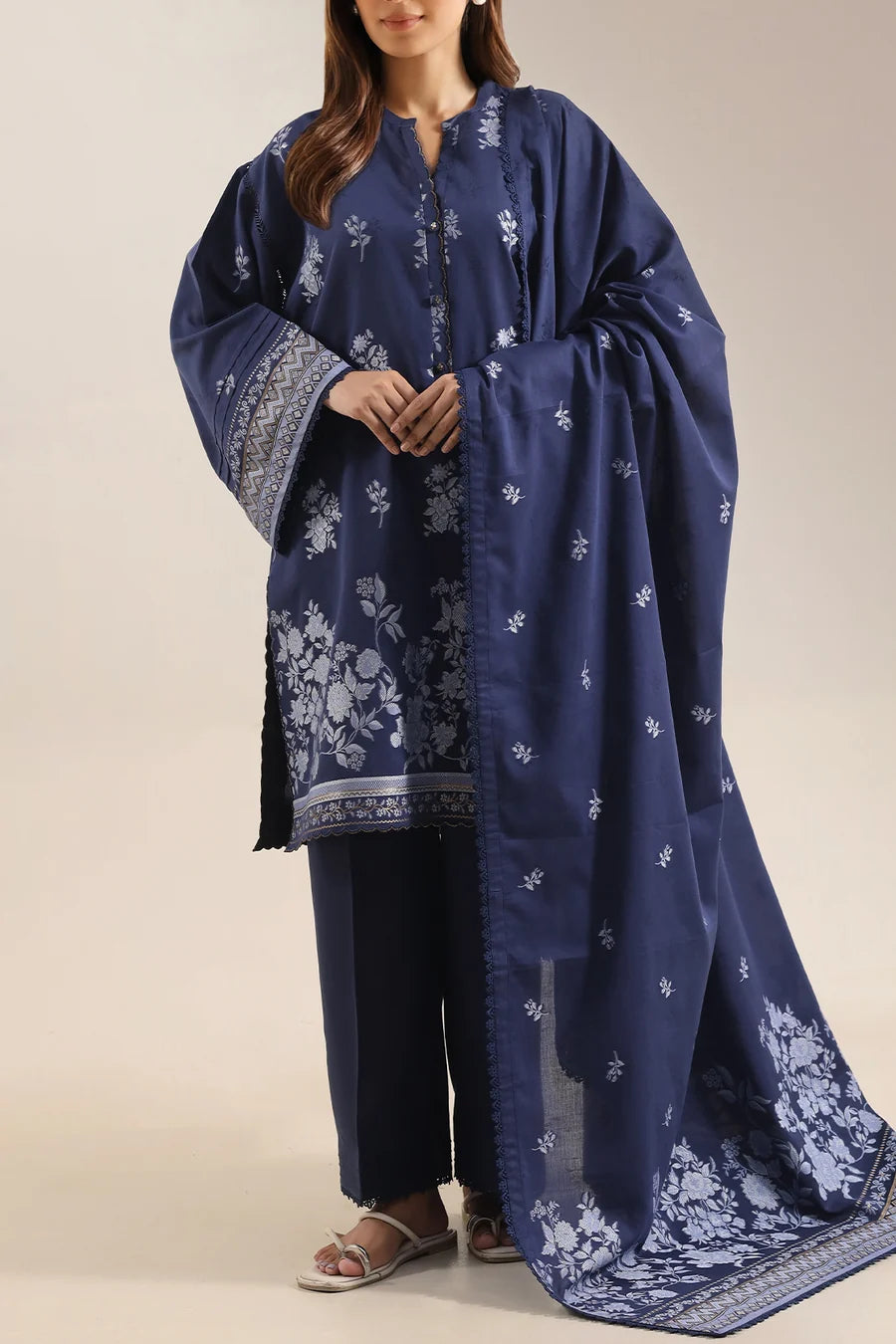 Unstitched Cotton Jacquard 3 Piece