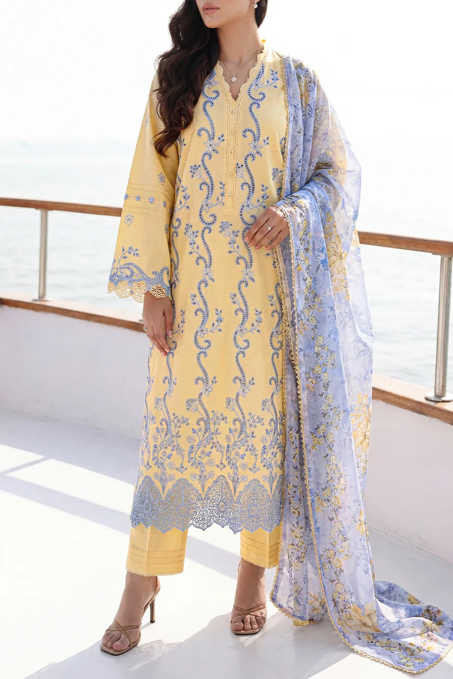 Unstitched Solid Embroidered Cambric 3 Piece